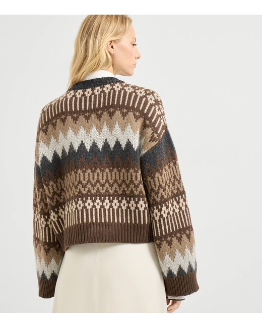 Brunello Cucinelli Brown Cashmere Dazzling Mountain Sweater