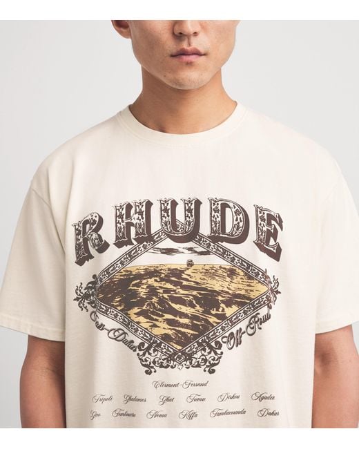 Rhude White Cotton Dakar Print T-Shirt for men
