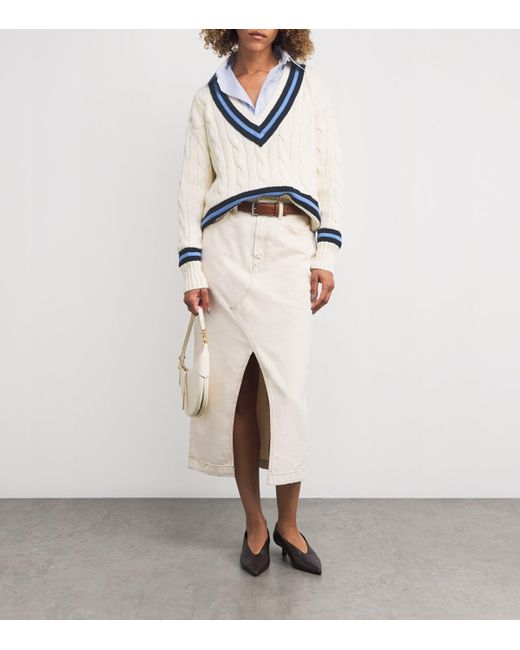 Polo Ralph Lauren Blue Cable-Knit Cricket Sweater