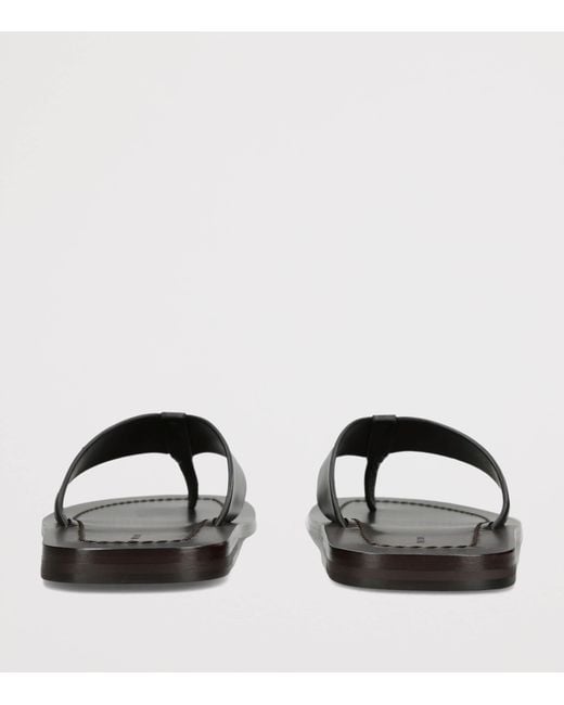 The Row Black Dan Leather Flip Flops for men