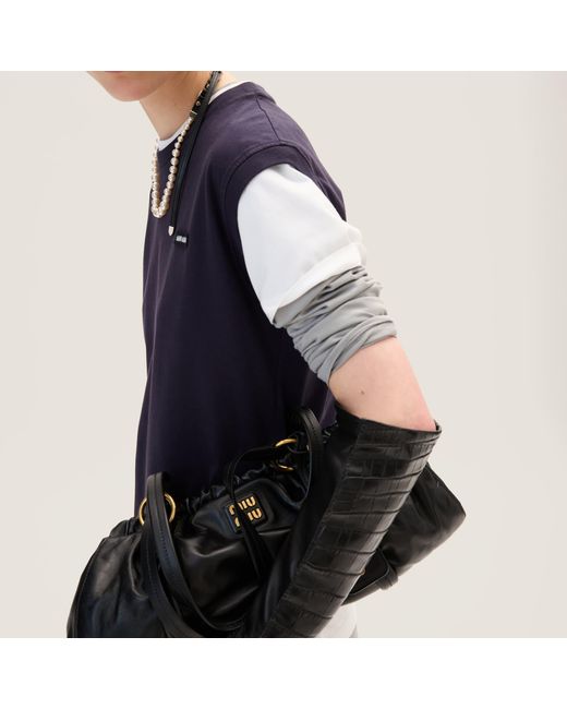 Miu Miu Blue Cotton Layering T-Shirts