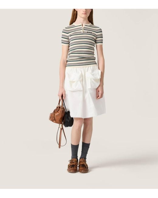 Miu Miu Natural Cotton Stripe Henley Top