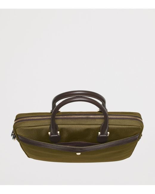 Aspinal Green Nylon Slim Briefcase for men