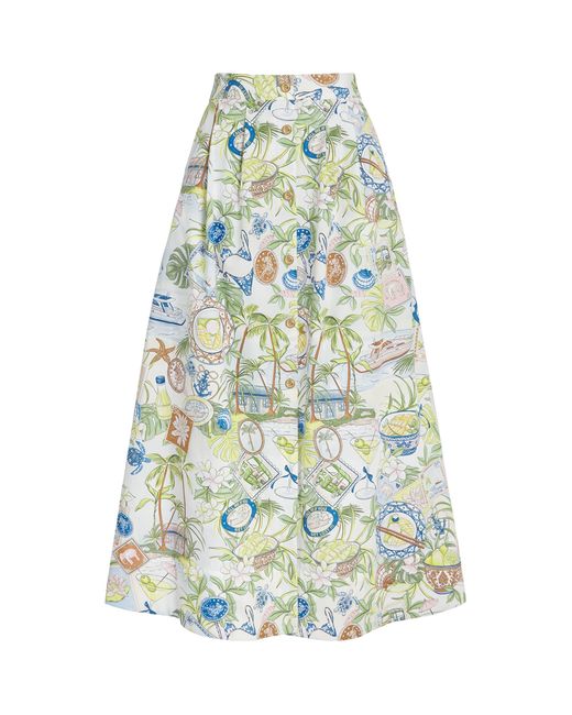 Maje White Postcard Print Maxi Skirt