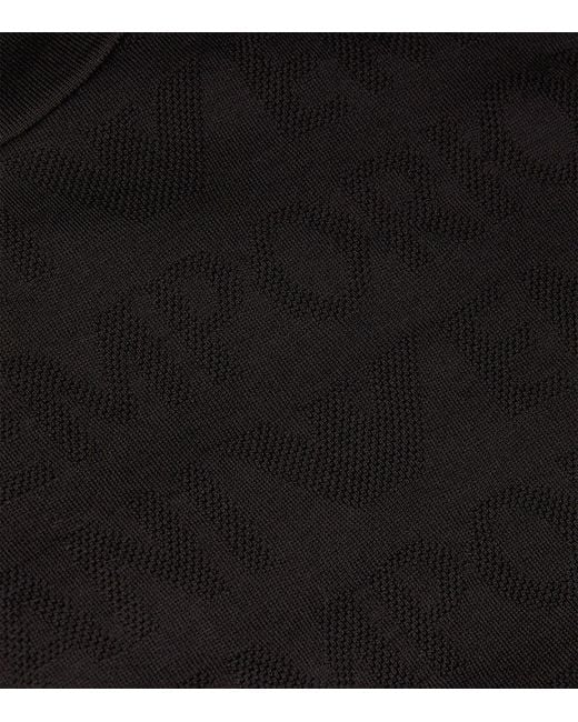 Emporio Armani Black Cotton Logo Jacquard T-shirt