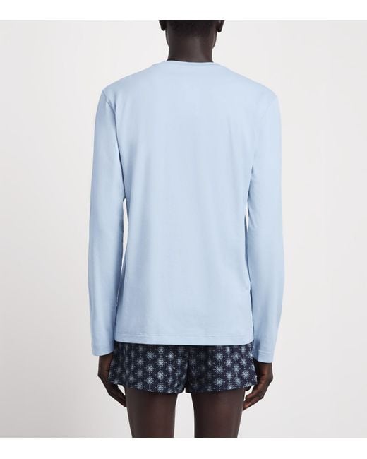 Hanro Blue Cotton Night & Day T-Shirt for men