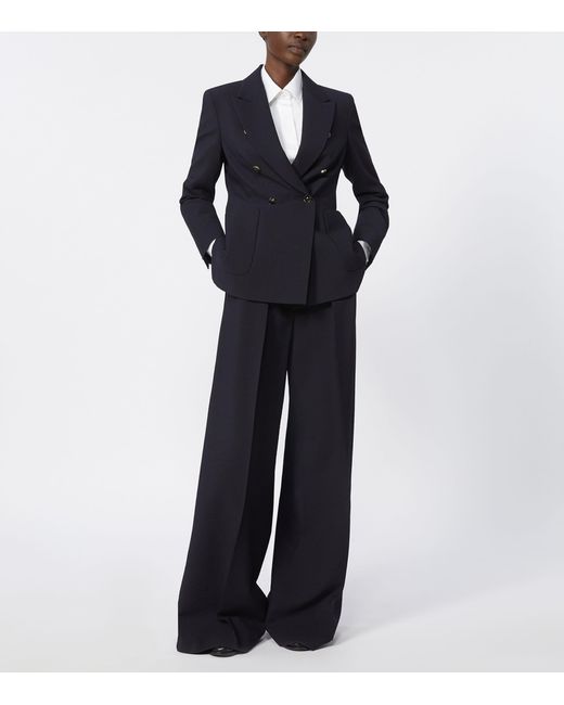 Max Mara Blue Virgin Wool Double-Breasted Blazer