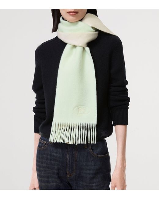 Burberry Green Cashmere Reversible Knight Scarf