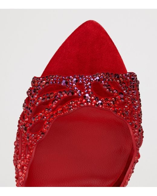 Christian Louboutin Red Lasera Strass Heeled Mules 100