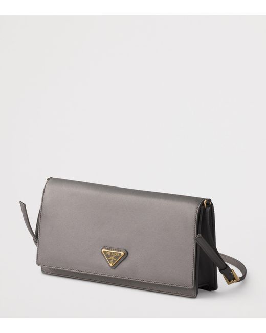 Prada Gray Mini Satin Shoulder Bag