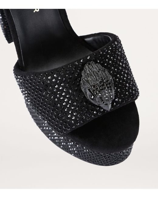 Kurt Geiger Black Embellished Kensington Eagle Platform Sandals 125