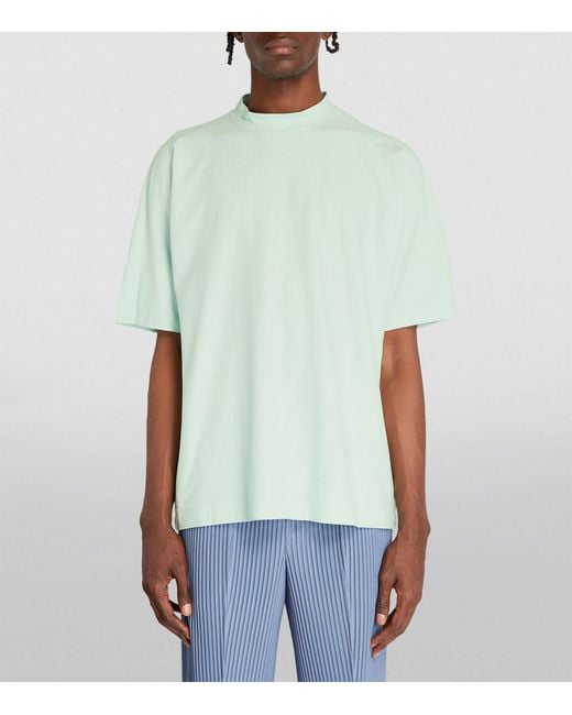 Homme Plissé Issey Miyake Green Cotton Release T-shirt for men