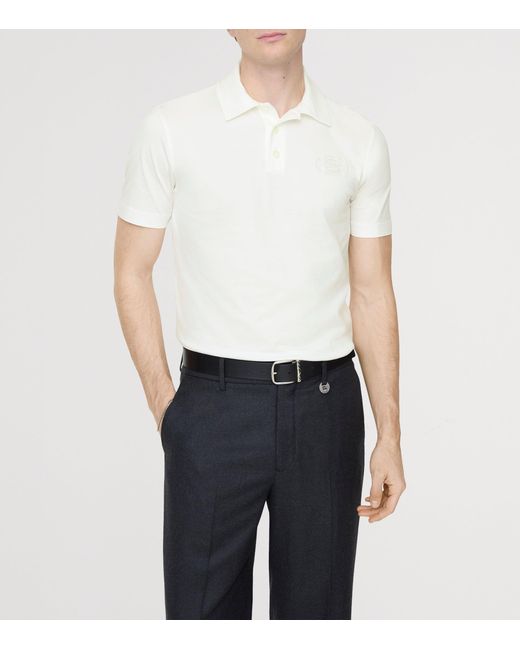 Burberry White Cotton Polo Shirt for men