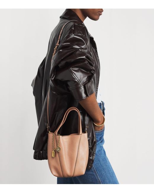 Chloé Brown Small Leather Spin Tote Bag