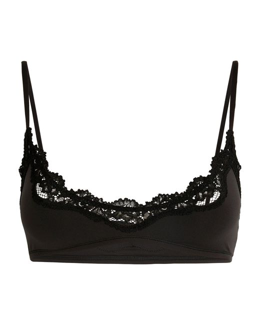 Skims Black Fits Everybody Lace-trim Scoop Bralette