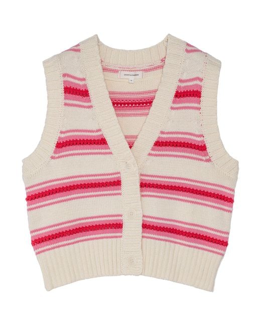 Chinti & Parker Pink Crochet Sweater Vest