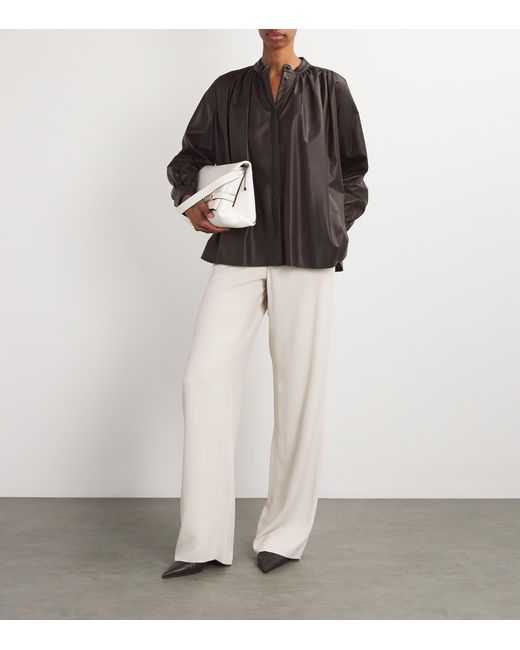 Yves Salomon Brown Leather Blouse
