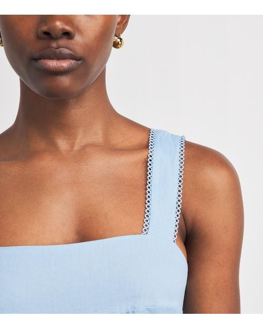 Heidi Klein Blue Linen Tie-Back Ponza Midi Dress