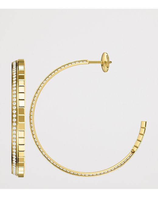 Chopard Metallic Large And Diamond Ice Cube Hoop Earrings