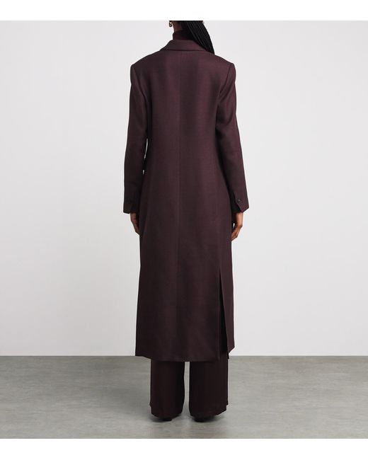 Eleventy Purple Wool-Blend Double-Breasted Duster Coat