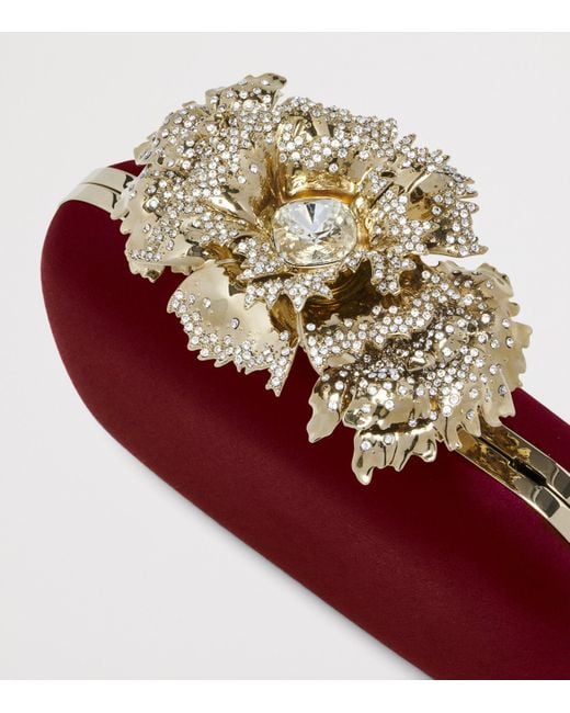 Alexander McQueen Red Silk Carnation Knuckle Clutch Bag
