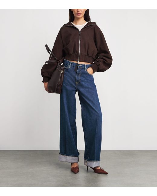 FRAME Blue The Cuffed Wide-Leg Jeans