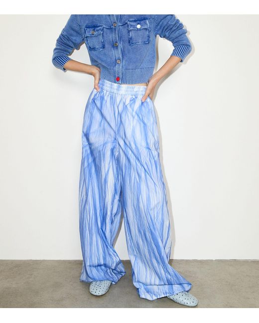 MAX&Co. Blue Cotton Tie-Dye Straight Trousers