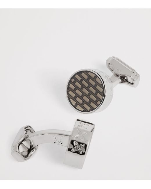 Tateossian Metallic Rhodium-Plated Brick Cufflinks for men