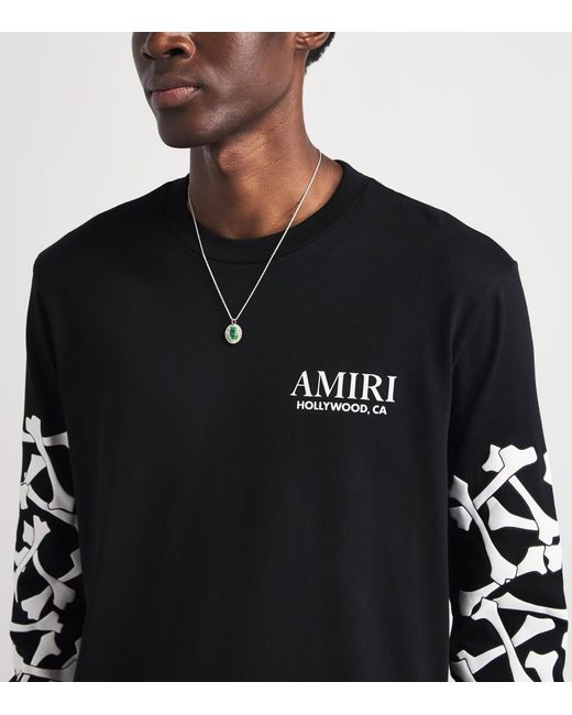 Amiri Black Cotton Stacked Bones Long-Sleeve T-Shirt for men