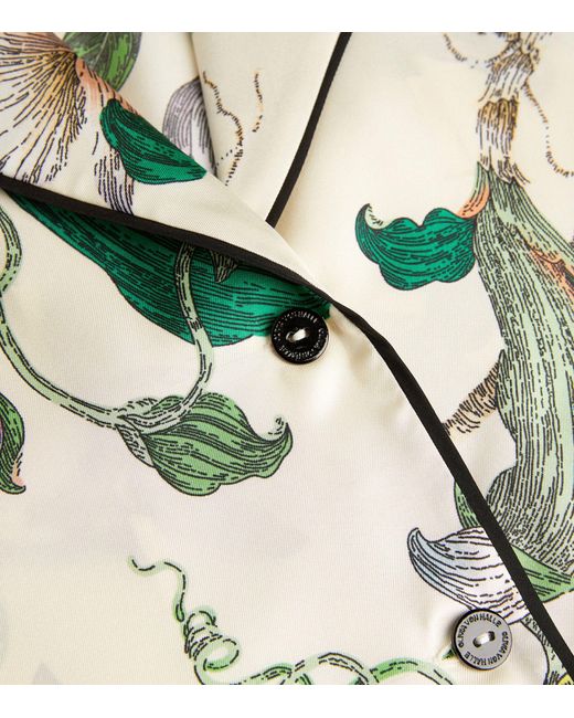 Olivia Von Halle Green Silk Floral Ingo Pyjama Set
