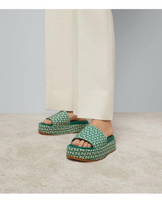 Gucci Interlocking G Platform Slides in Green | Lyst UK