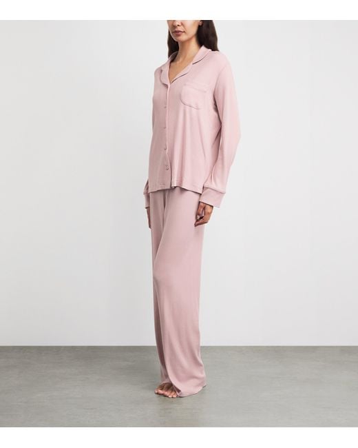 Skims Pink Soft Lounge Ribbed Pyjama Set