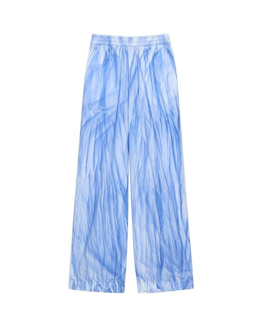 MAX&Co. Blue Cotton Tie-Dye Straight Trousers