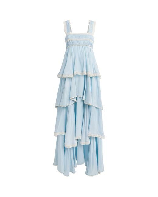 Lug Von Siga Blue Cotton-Blend Fiorella Midi Dress
