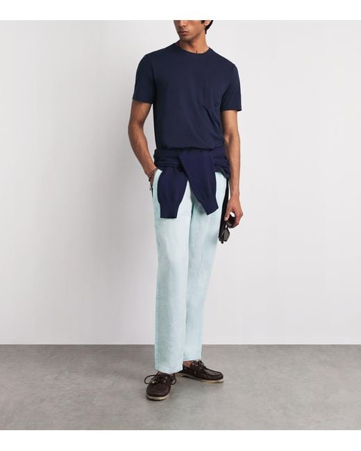 Vilebrequin Blue Linen Drawstring Parc Trousers for men