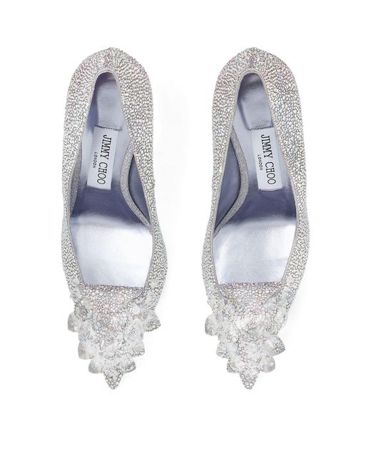 Jimmy Choo White Exclusive Crystal Slipper 85 Pumps