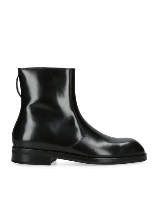Lemaire Black Calfskin Ankle Boots for men