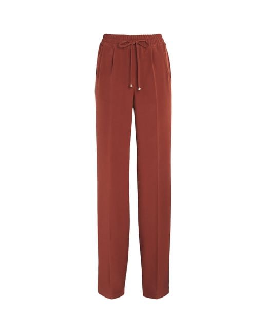Kiton Red Stretch-Silk Pleated Trousers