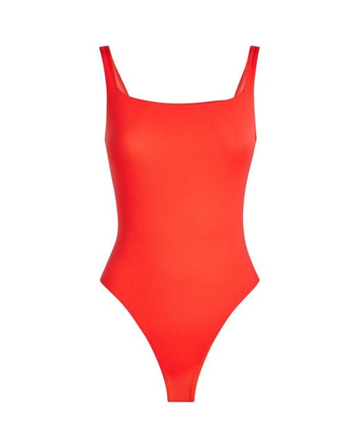 Skims Fits Everybody Square-neck Bodysuit in Red