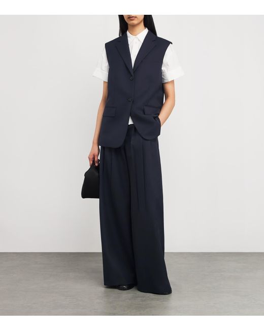 Theory Blue Wool-Blend Oversized Waistcoat