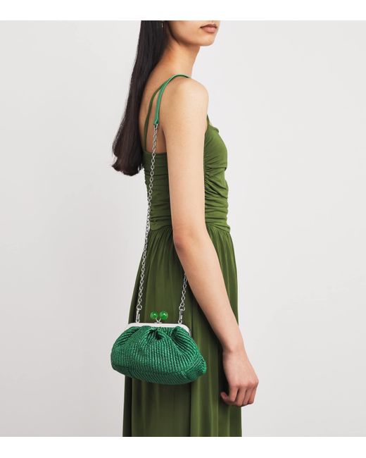 Weekend by Maxmara Green Small Raffia-Effect Pasticcino Bag