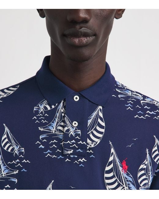 Polo Ralph Lauren Blue Cotton-Mesh Sailboat Polo Shirt for men