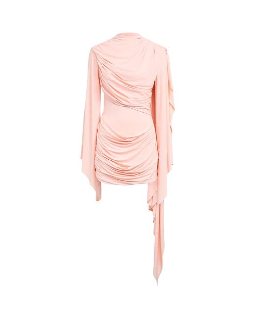 De La Vali Pink Draped Perisa Mini Dress