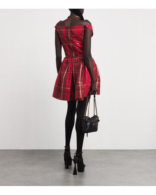 Vivienne Westwood Red Satin Tartan Sunday Mini Dress