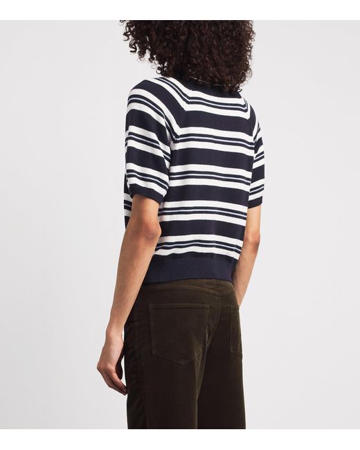 PAIGE Blue Stripe Birch Polo Top