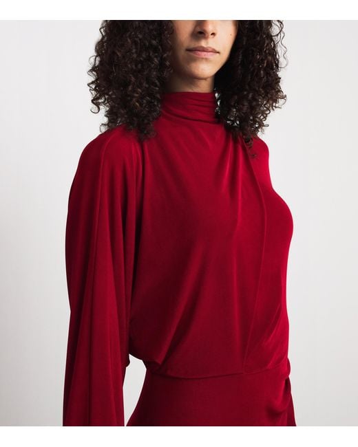 Camilla & Marc Red Draped Ravine Midi Dress