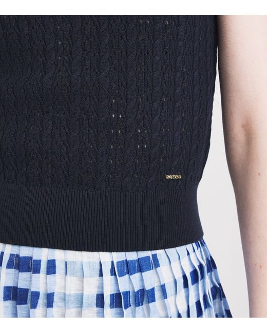 Sandro Blue Open-Knit Tank Top