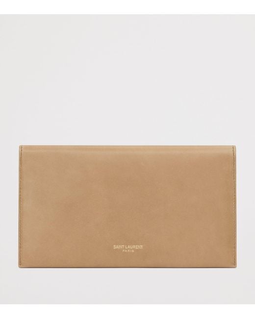Saint Laurent Natural Large Leather Letter Flap Wallet