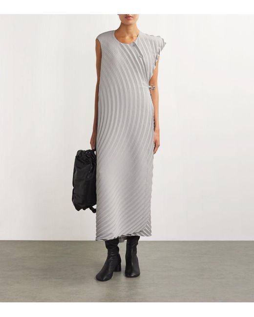 Issey Miyake Gray Resonant Pleats Maxi Dress