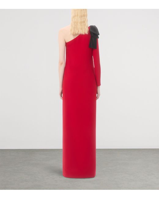 Valentino Red Silk One-Shoulder Gown